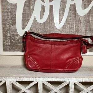 Red leather coach purse